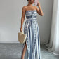 👗💙 Geometrischer Jumpsuit mit Halter-Ausschnitt & Seitenschlitz – 50% RABATT! Perfekt für Strand, Büro & Abend. 🔥✨