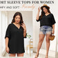 👚🌸 Plus-Size V-Ausschnitt-Tunika – 3/4 Arm, lockerer Schnitt, atmungsaktiv. Perfekt für Alltag, Büro & Reise. 50% RABATT! 🔥☀️
