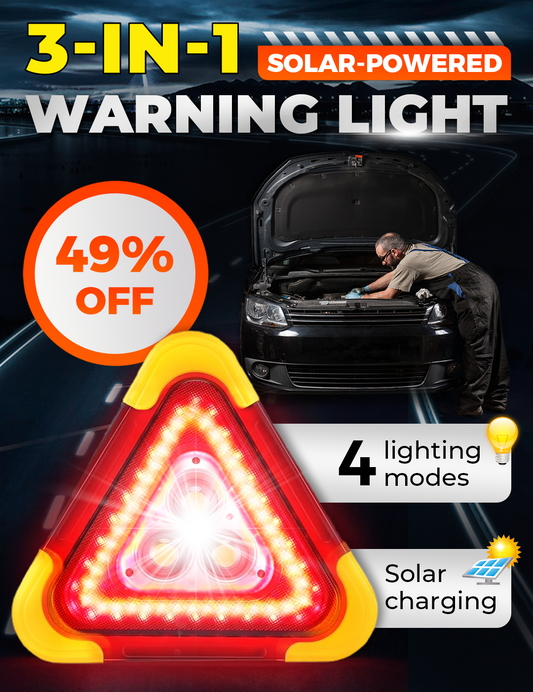 🔥Nur noch heute 50% Rabatt!🚗🆘3-IN-1 Dreieckige Solar-Notfall-Signalleuchte für den Straßenrand✨