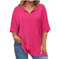 👚🌸 Plus-Size V-Ausschnitt-Tunika – 3/4 Arm, lockerer Schnitt, atmungsaktiv. Perfekt für Alltag, Büro & Reise. 50% RABATT! 🔥☀️
