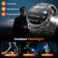 Herren Smartwatch im Militärstil mit 1100‑mAh‑Akku, 1,7‑Zoll‑AMOLED‑Display, LED‑Taschenlampe, IP68 wasserdicht, Fitnessuhr mit Telefonfunktion, über 110 Sportmodi, Herzfrequenz /Schlafüberwachung, kompatibel mit iOS und Android