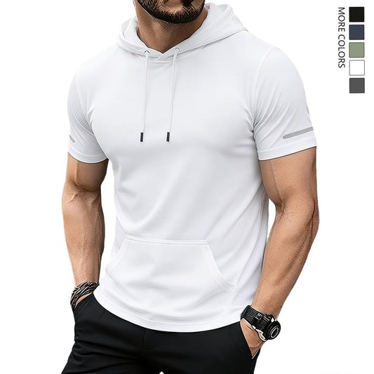 Herren Freizeit-Hoodie mit Kurzarm – schnelltrocknend, leicht & atmungsaktiv – ideal für Sport, Alltag & Reisen👕🏃‍♂️