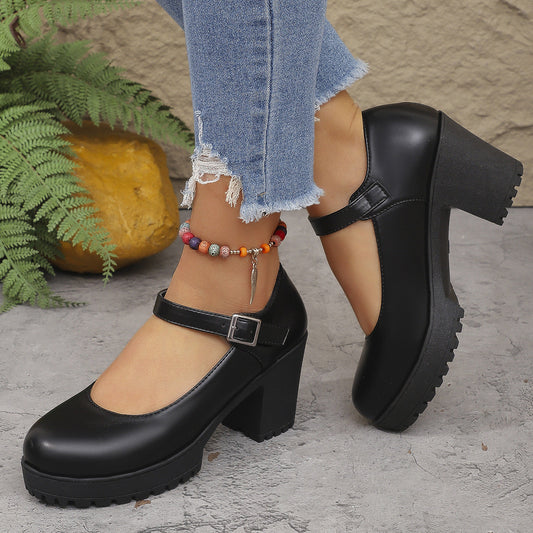 👠🖤 Damen Mary Jane Blockabsatz Schuhe – 50% RABATT! 7CM Absatz, runde Zehenpartie, Knöchelriemen – elegant & vielseitig für formelle & geschäftliche Anlässe. 💼