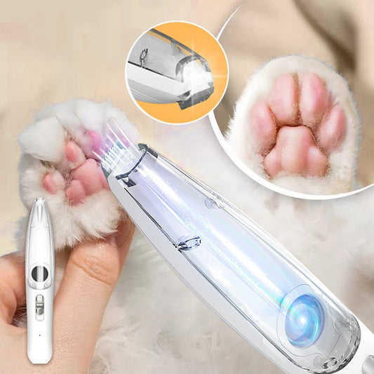 Haustier-Pfotentrimmer mit starker Saugvakuum, kabelloses Haustierpflege-Set mit Haarsammler, LED-Licht, leiser Betrieb, kleine Hundeschere für Gesicht, Pfoten, Ohren, Augen, Füße