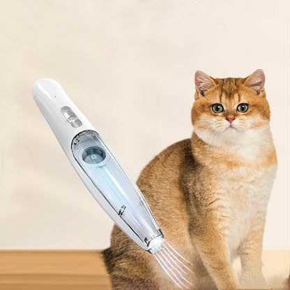 Haustier-Pfotentrimmer mit starker Saugvakuum, kabelloses Haustierpflege-Set mit Haarsammler, LED-Licht, leiser Betrieb, kleine Hundeschere für Gesicht, Pfoten, Ohren, Augen, Füße