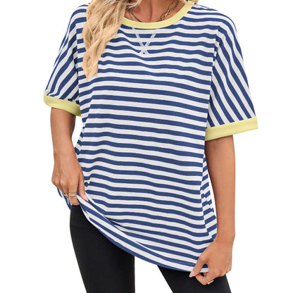 👕🌸 Gestreiftes Damen-T-Shirt – entspannte Passform, weicher Stoff, vielseitig kombinierbar. 50% RABATT! 🔥☀️