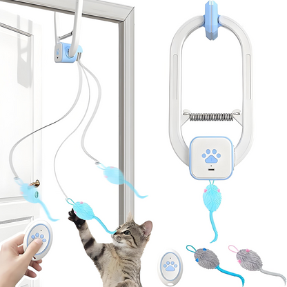 🐱🎮 Interaktives Katzenspielzeug mit Fernbedienung – 50% RABATT! Bis zu 20m Reichweite, elastisches Seil, mehrere Spielmodi – Jagdspaß vom Sofa aus.