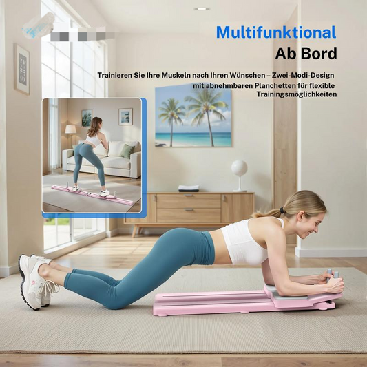 Multifunktions-Bauchtrainingsbrett faltbarer Pilates-Reformer mit Kniematte Timer & Widerstandsbändern für zu Hause Training Bauch Rücken Schultern Beine
