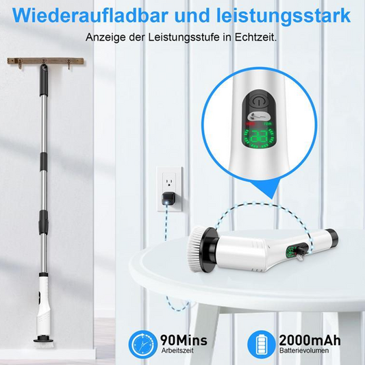 ✨ Kabelloser elektrischer Rotationsschrubber – Kraftreinigung, Multi-Aufsatz, wasserdicht 🧹