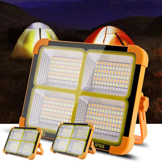 ⚡ Tragbare LED-Solarleuchte – helles Flutlicht, mobiler Akku für Smartphone, wetterfest & für Baustelle oder Notfall geeignet