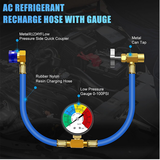 🚗❄️ R1234YF Kältemittel-Füllschlauch – 50% RABATT! 600-3000PSI, Metall-Schnellkupplung, 0-100 PSI Manometer – einfaches Klimaanlagen-Nachfüllen. 💪