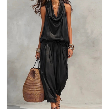 📢📢50% RABATT !!⏰Damen-Jumpsuit mit Neckholder und weitem Bein