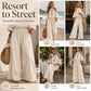 🔥 50% RABATT! 🌸 Damen 2-teiliges Set ✨ Cold-Shoulder Neckholder-Top & Weite Hose – Leicht, Elegant & Perfekt für Sommer, Urlaub und Freizeit