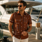 👔 📐Herren Geometrie-Print Relaxed-Fit Kurzarmhemd