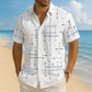 👔 📐Herren Geometrie-Print Relaxed-Fit Kurzarmhemd