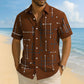 👔 📐Herren Geometrie-Print Relaxed-Fit Kurzarmhemd