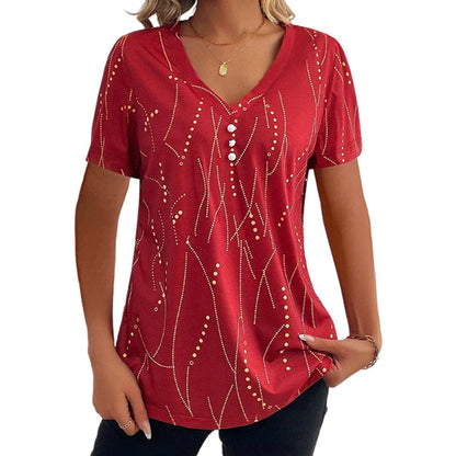 🎄Weihnachtsangebot 49% OFF🎁Elegantes bedrucktes Damen-Top mit V-Ausschnitt