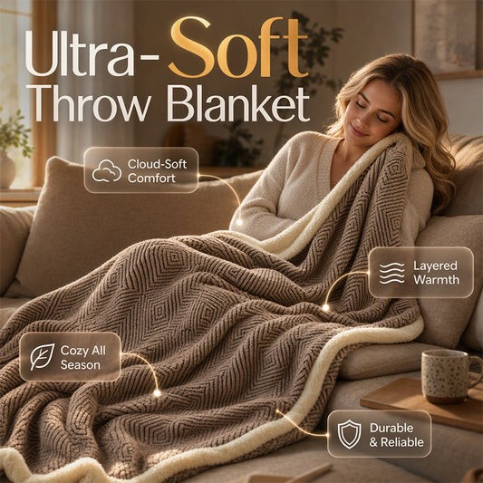 🛋️☁️ Doppellagige Kuscheldecke – 50% RABATT! Wolkenweiches Plüschgefühl, stilvolles Muster – perfekt für Sofa, Bett & Reisen. 🏠