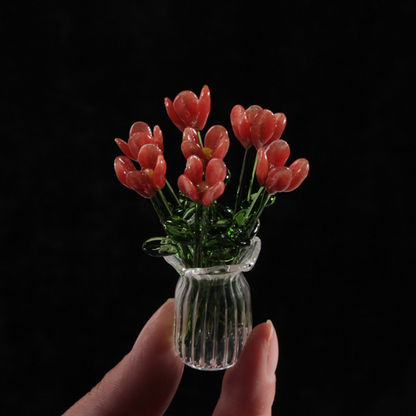 🌸✨ Miniatur-Glasblumen mit Vase – 50% RABATT! 7 farbige Glasblüten, 6cm Höhe, elegante Glaskunst – blüht für immer.
