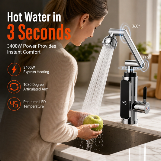 💧🚰 Elektrischer Heißwasserhahn – 50% RABATT! Heißes Wasser in 3 Sek., flexibler Gelenkarm, Digitaldisplay & Thermostat – sofort einsatzbereit. 💪