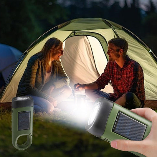🌞Outdoor-Notlampe (Handkurbel + Solar + USB-Aufladung)💡🔋