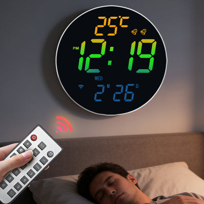 ⏰✨ Smart Digital Wanduhr – 50% RABATT! Bluetooth-Zeitsync, RGB-Farben, Kalender mit Temperatur & Luftfeuchtigkeit – modernes Wohnen.